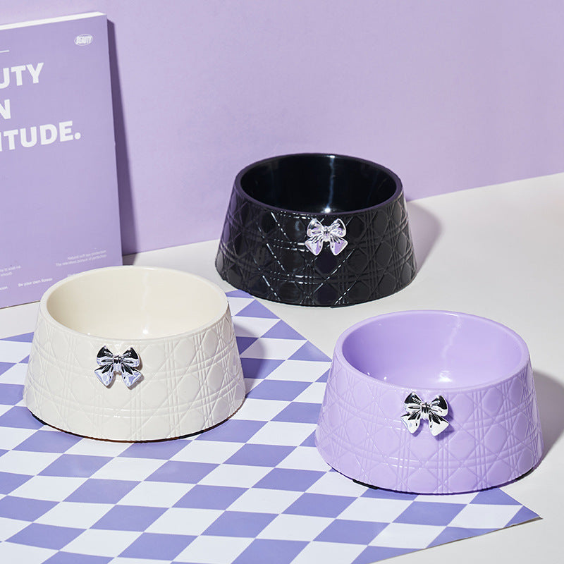 Princess Pet Feeding Bowl – Bowknot Diamond Design