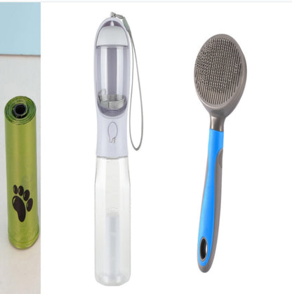 Portable 3-in-1 Pet Water Bottle with Food Feeder & Poop Dispenser, Leak-Proof
