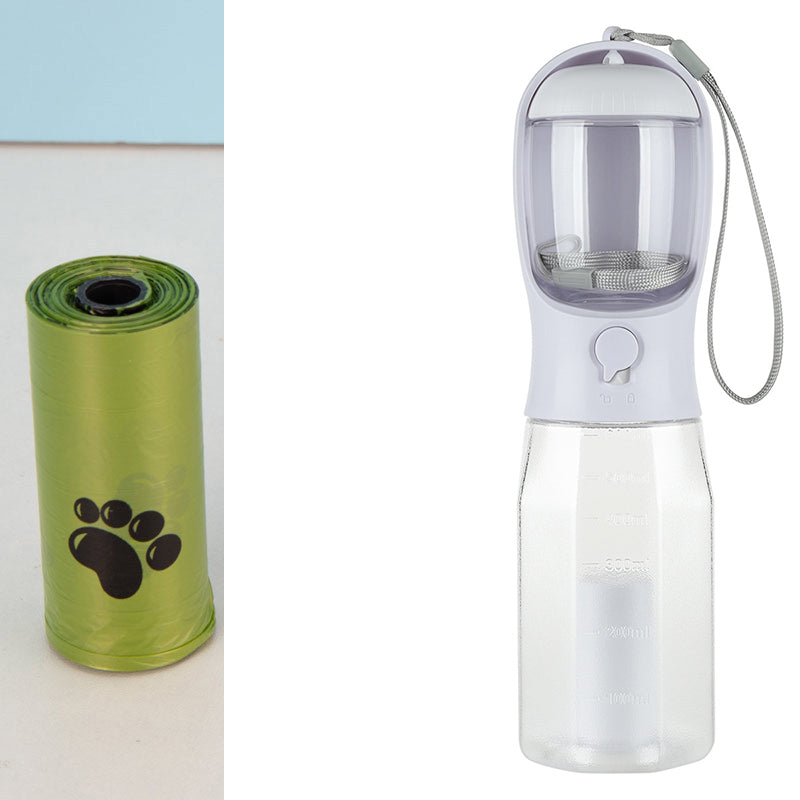 Portable 3-in-1 Pet Water Bottle with Food Feeder & Poop Dispenser, Leak-Proof