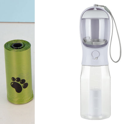 Portable 3-in-1 Pet Water Bottle with Food Feeder & Poop Dispenser, Leak-Proof