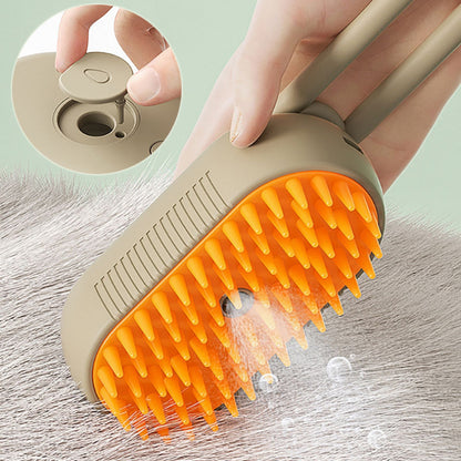 3-in-1 Electric Pet Steam Brush – Groom, Spray & Massage