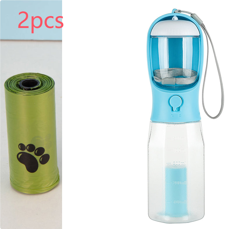 Portable 3-in-1 Pet Water Bottle with Food Feeder & Poop Dispenser, Leak-Proof