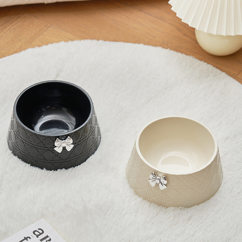 Princess Pet Feeding Bowl – Bowknot Diamond Design