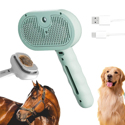 Chevaroo 3-in-1 Self-Cleaning Steam Pet Brush, 360° Rotating Silicone Bristles