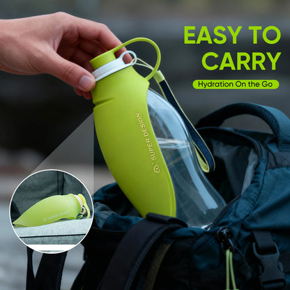 Superdesign Large Capacity Foldable Dog Water Bottle - Portable Design, Leak-Proof and Durable Material, Ergonomic Handle and Strap, 20 Ounces Suitable for Camping, Hiking, Outdoor Adventures, Pet Hydration Equipment, Stylish