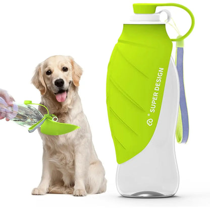Superdesign Large Capacity Foldable Dog Water Bottle - Portable Design, Leak-Proof and Durable Material, Ergonomic Handle and Strap, 20 Ounces Suitable for Camping, Hiking, Outdoor Adventures, Pet Hydration Equipment, Stylish