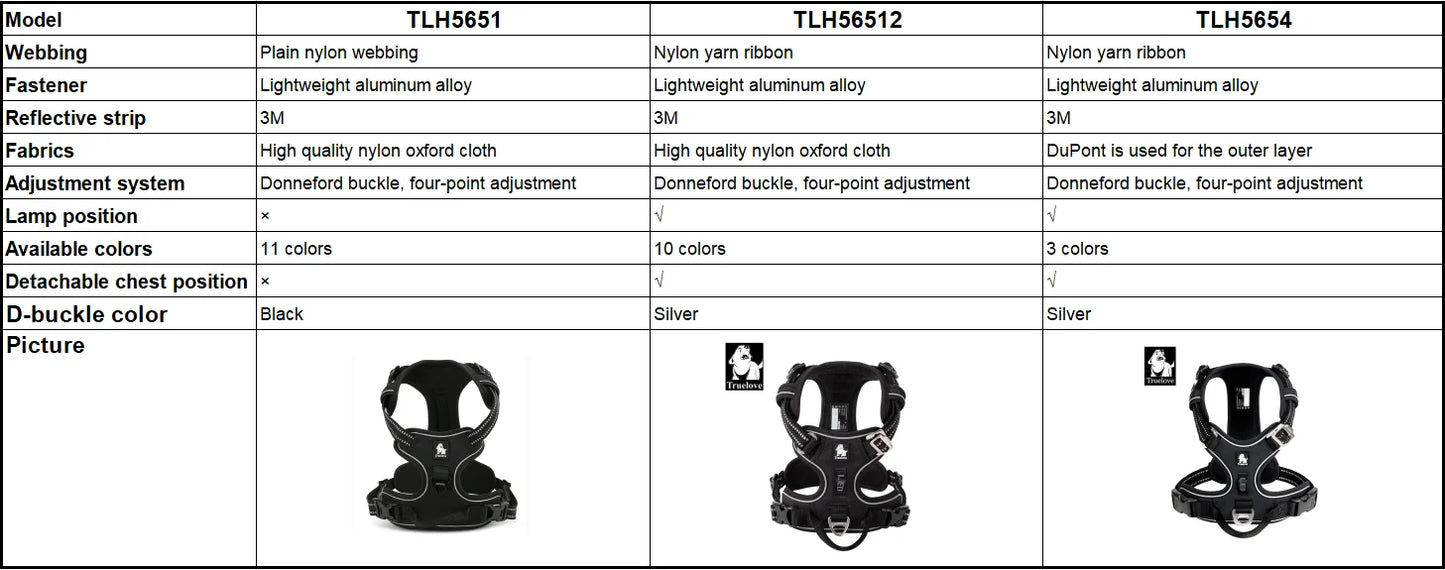 TRUE LOVE Pet Harness No Pull Nylon Reflective Dog Harness Adjustable Comfortable Control Step-in Brilliant Truelove TLH5654