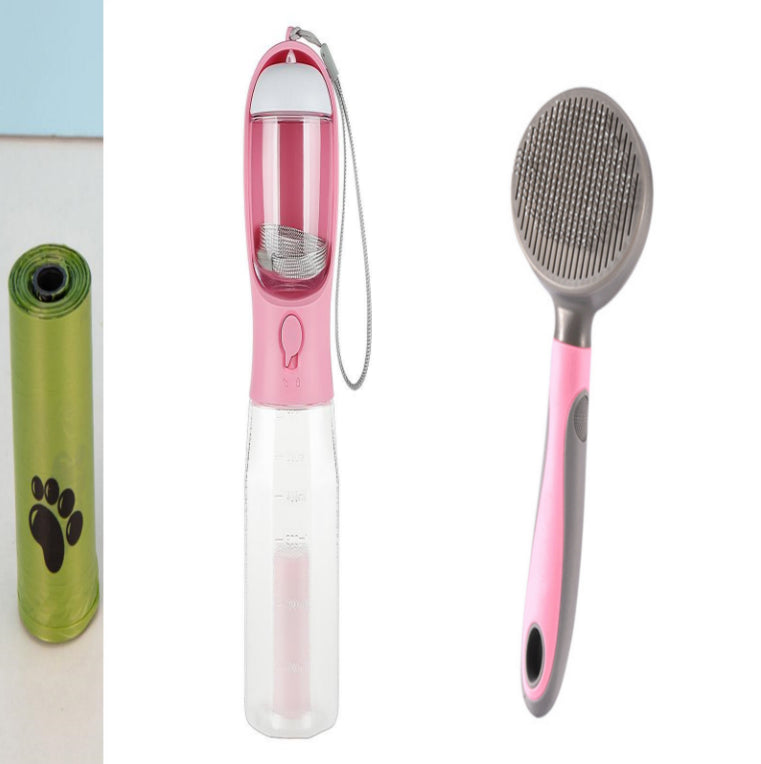 Portable 3-in-1 Pet Water Bottle with Food Feeder & Poop Dispenser, Leak-Proof