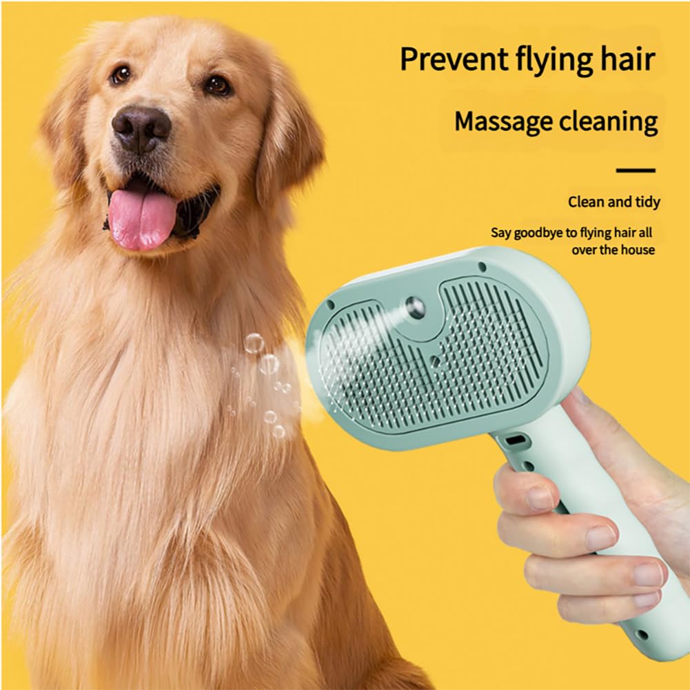 Chevaroo 3-in-1 Self-Cleaning Steam Pet Brush, 360° Rotating Silicone Bristles