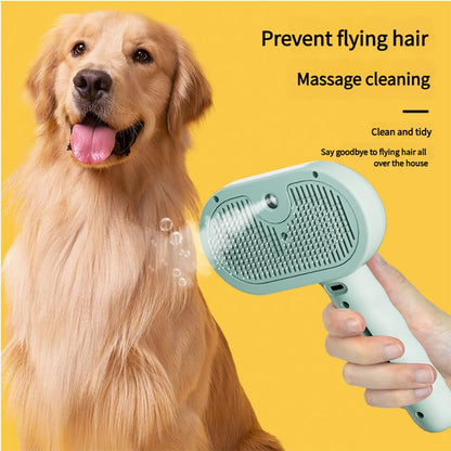 Chevaroo 3-in-1 Self-Cleaning Steam Pet Brush, 360° Rotating Silicone Bristles