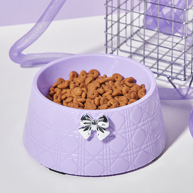 Princess Pet Feeding Bowl – Bowknot Diamond Design