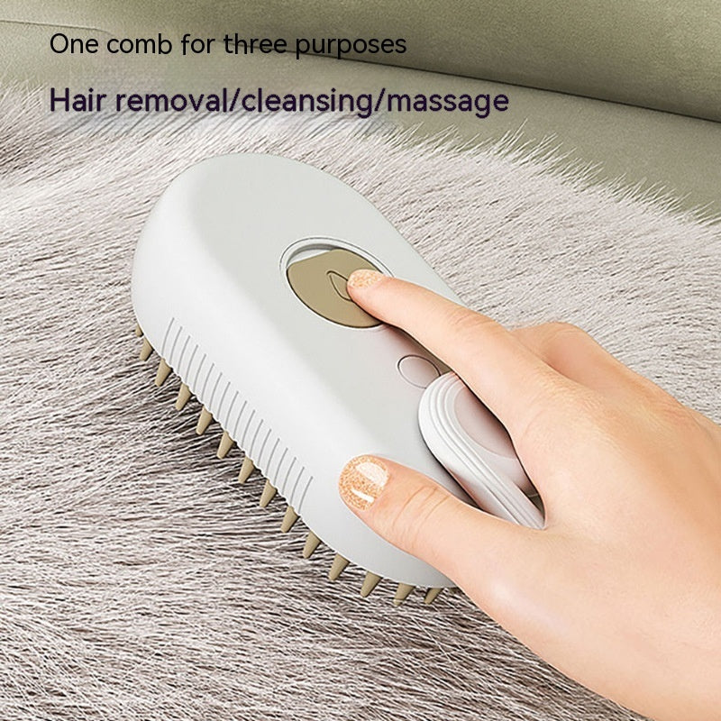 3-in-1 Electric Pet Steam Brush – Groom, Spray & Massage