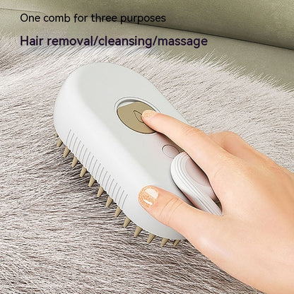 3-in-1 Electric Pet Steam Brush – Groom, Spray & Massage