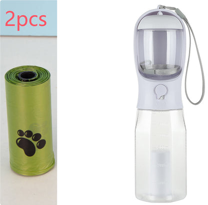 Portable 3-in-1 Pet Water Bottle with Food Feeder & Poop Dispenser, Leak-Proof