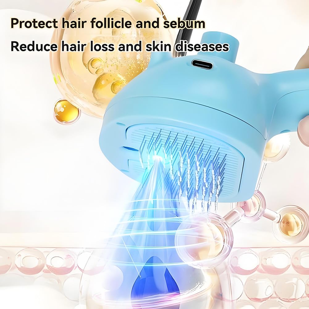Chevaroo 3-in-1 Self-Cleaning Steam Pet Brush, 360° Rotating Silicone Bristles