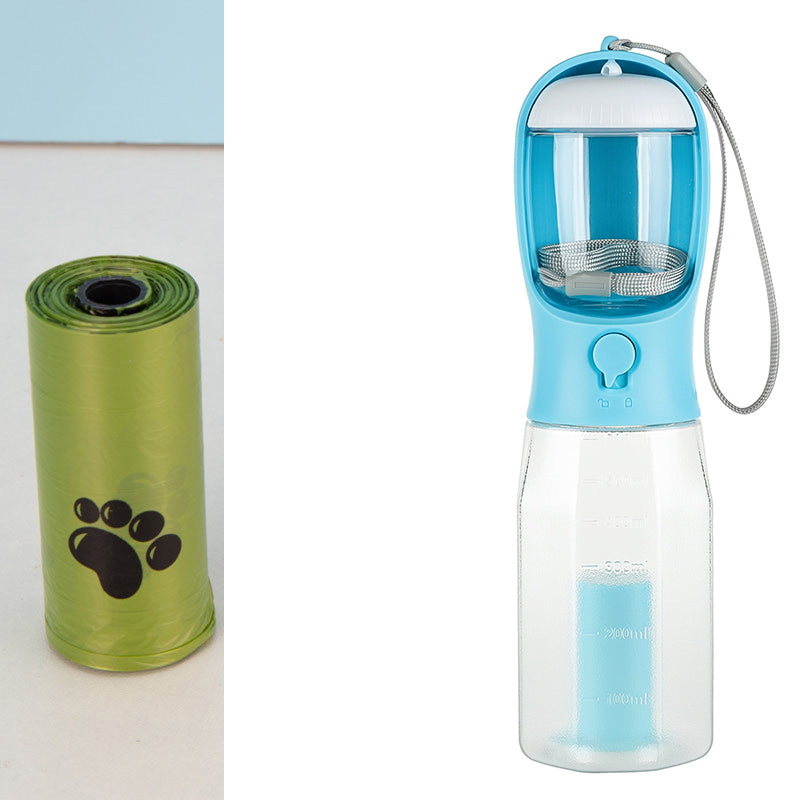 Portable 3-in-1 Pet Water Bottle with Food Feeder & Poop Dispenser, Leak-Proof