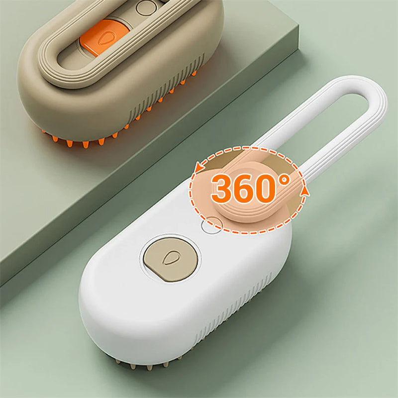 3-in-1 Electric Pet Steam Brush – Groom, Spray & Massage