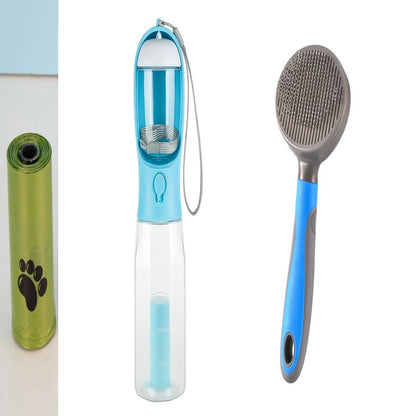 Portable 3-in-1 Pet Water Bottle with Food Feeder & Poop Dispenser, Leak-Proof
